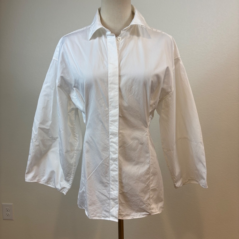 Toteme Button Down Shirt Womens XS White Cotton Long Sleeve Blouse Minimalist